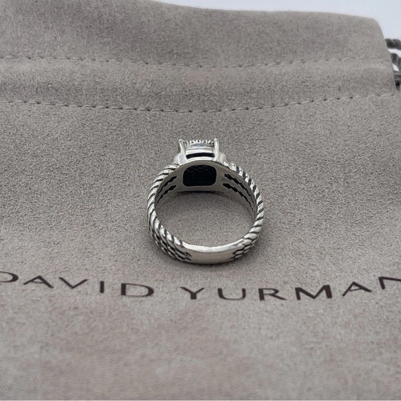 David Yurman 925 Sterling Silver Petite Wheaton Ring Pave Diamonds Size 5 - Picture 4 of 4